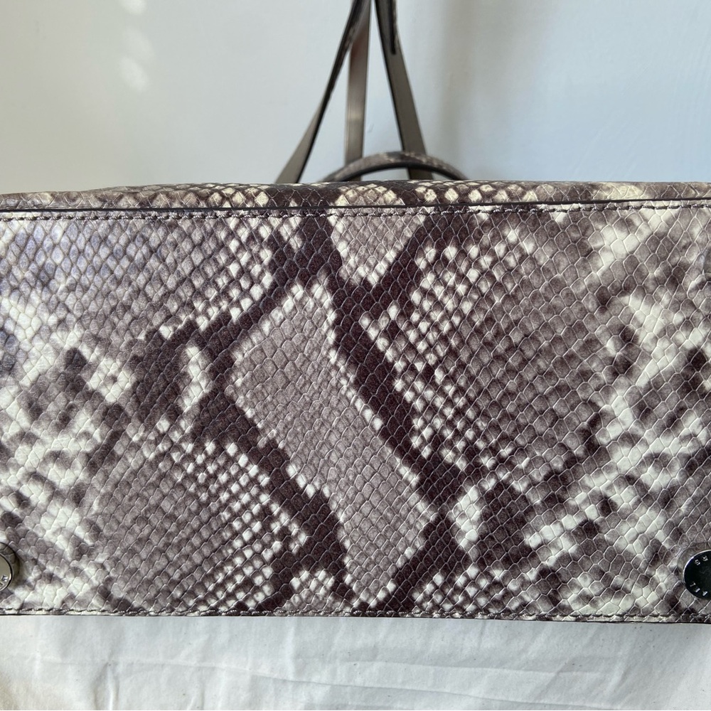 Michael Kors Emery Medium Python Embossed Leather Satchel Grey - Picture 7 of 7